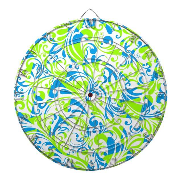 Cute blue green mixed floral patterns dartboard (Front)