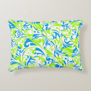 Cute blue green mixed floral patterns decorative cushion
