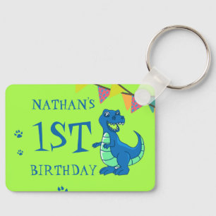 Cute Blue Green Paw Dinosaur Themed Birthday Favou Key Ring