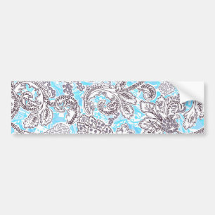Cute blue grey classic floral bumper sticker
