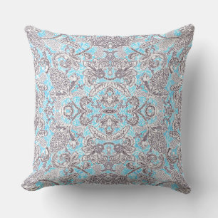 Cute blue grey classic floral cushion