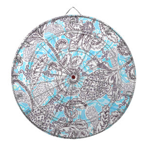 Cute blue grey classic floral dartboard
