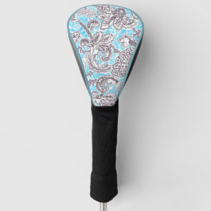 Cute blue grey classic floral golf head cover