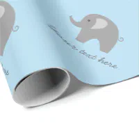 Cute blue grey elephant baby shower wrapping paper