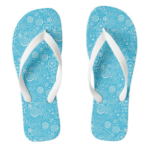 Cute blue grey ornament pattern flip flops