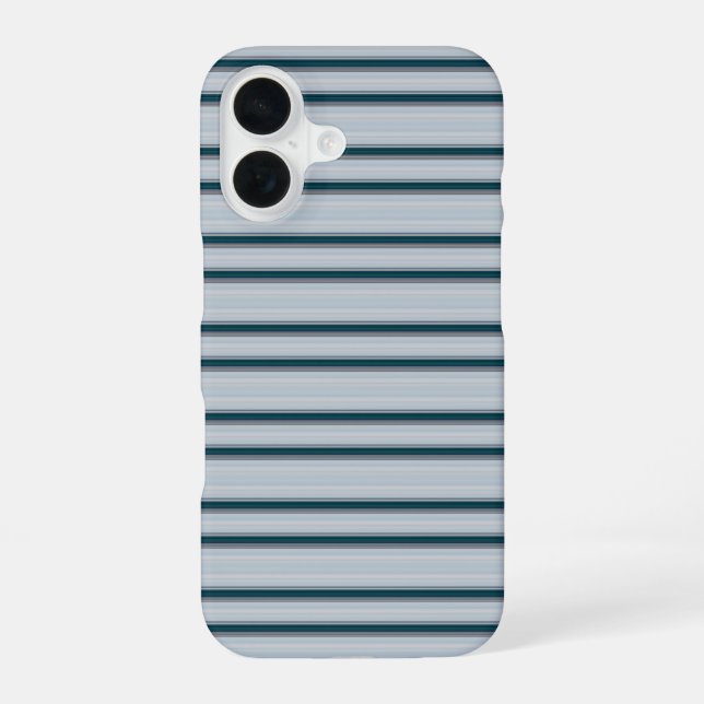 Cute blue grey stripes iPhone 16 case (Back)
