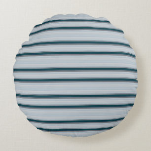 Cute blue grey stripes round cushion
