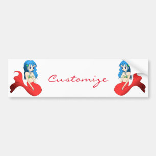 Cute Blue-haired Mermaid Thunder_Cove Bumper Sticker