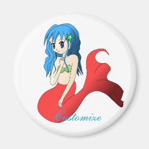 Cute Blue-haired Mermaid Thunder_Cove Magnet