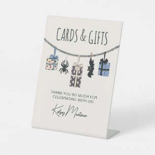 Cute Blue Halloween Baby Shower Cards & Gifts Pedestal Sign