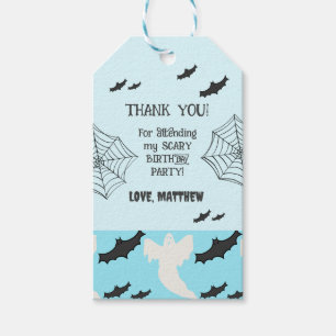 Cute Blue Halloween Birthday Thank you Gift Tag
