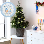 Cute Blue Hanukkah Baby's First Chrismukkah  Ceramic Tree Decoration<br><div class="desc">Cute Blue Hanukkah Baby's First Chrismukkah Ornament</div>