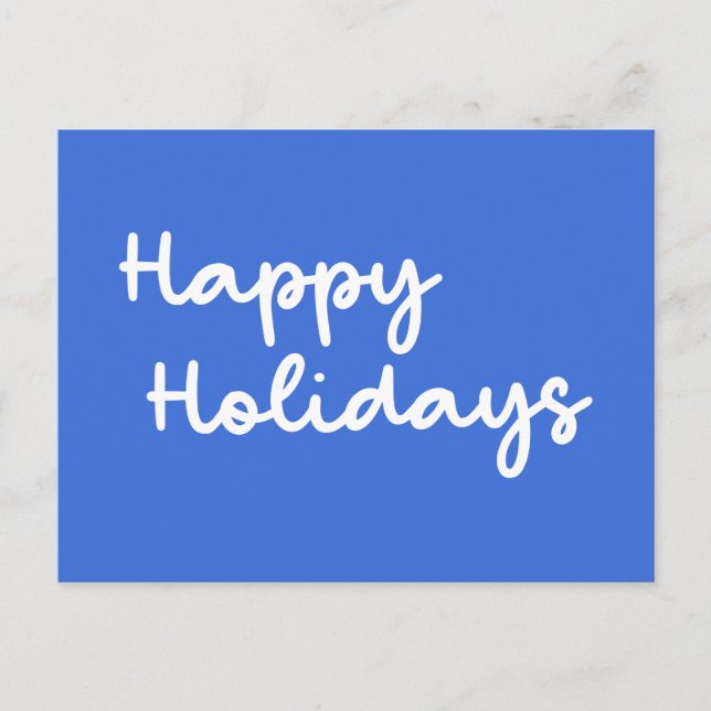 Cute Blue Happy Holidays Whimsical Lettering  Postcard (Front)