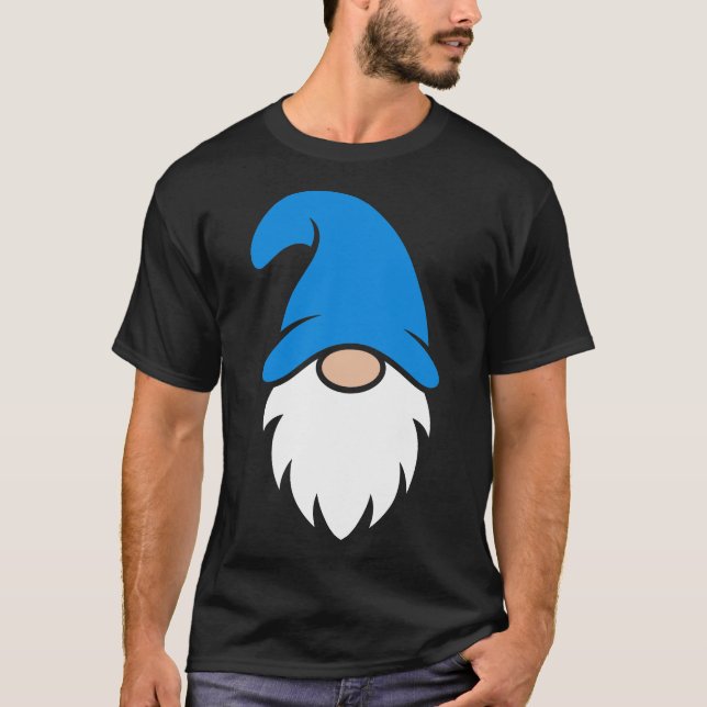 Cute Blue Hat Christmas Gnome T-Shirt (Front)