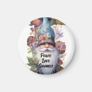 Cute blue hat gnome Peace Love Gnomes Magnet