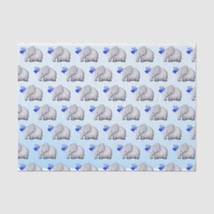 Cute Blue Heart Balloons Elephant Baby Boy Shower Tissue Paper