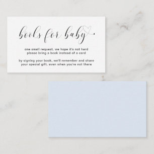 Cute Blue Heart Books for Baby Shower Enclosure Card
