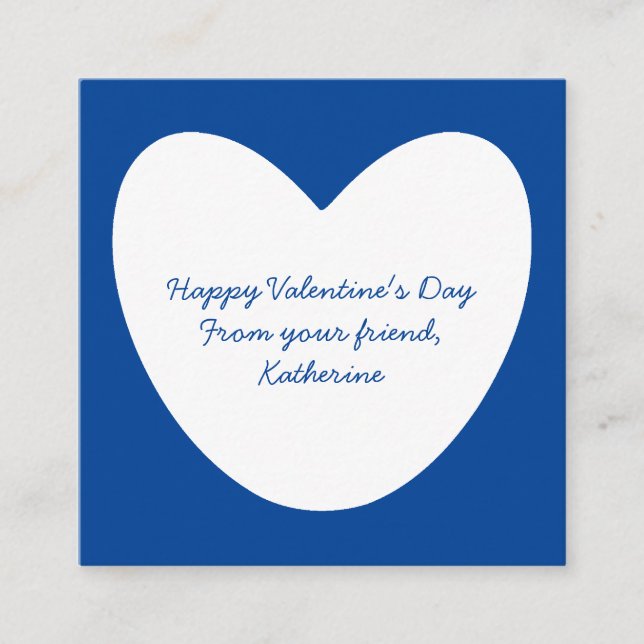 Cute blue heart classroom boys Valentine's Day Enclosure Card (Front)