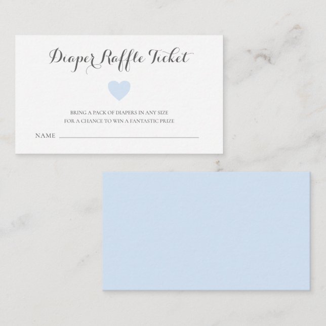 Cute Blue Heart Diaper Raffle Boy Baby Shower Enclosure Card (Front/Back)
