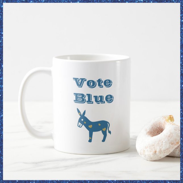 Cute Blue Heart Donkey VOTE BLUE Coffee Mug (Creator Uploaded)