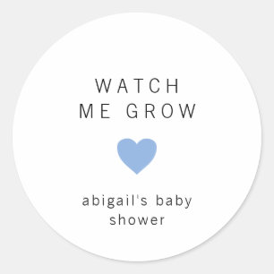 Cute Blue Heart Modern Baby Shower Classic Round Sticker