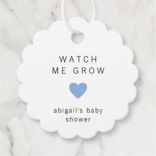 Cute Blue Heart Modern Baby Shower Favour Tags