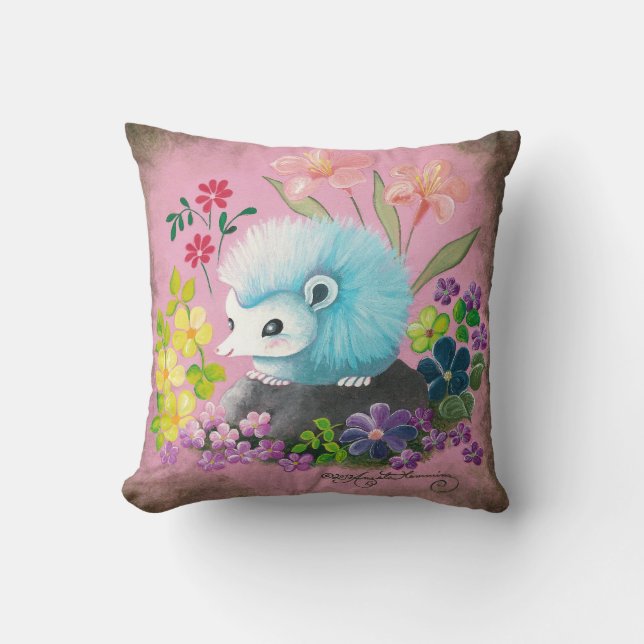 Cute Blue Hedegehog Cushion (Front)