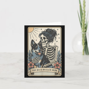 Cute Blue Heeler Dog Mum Tarot Card Skeleton Mama