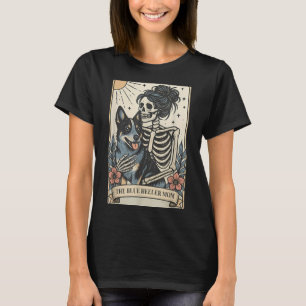 Cute Blue Heeler Dog Mum Tarot Card Skeleton Mama T-Shirt