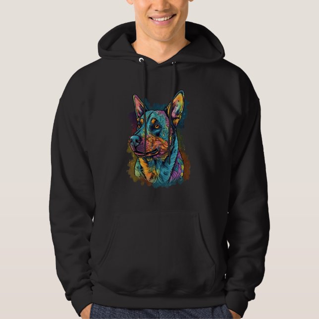 Cute Blue Heeler Dog on Australian Cattle Dog Hoodie (Front)