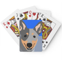 Cute blue heeler playing cards