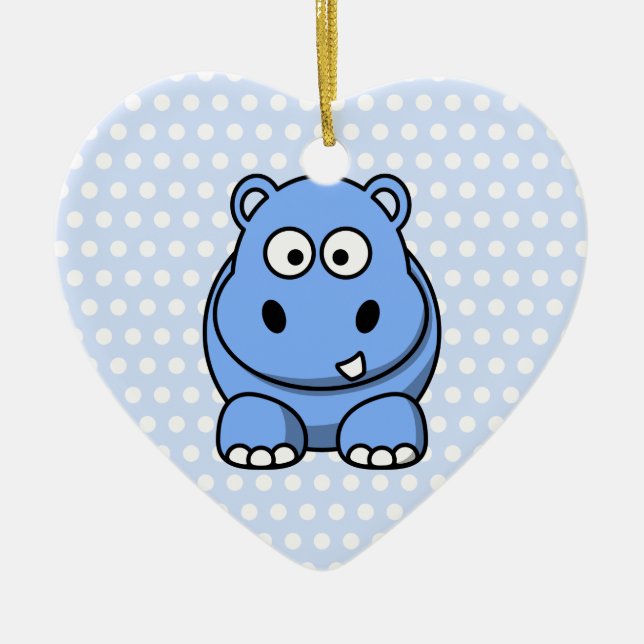 Cute Blue Hippo Ceramic Tree Decoration (Front)