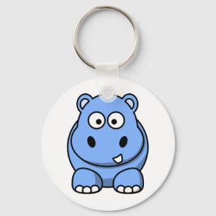 Cute Blue Hippo Key Ring