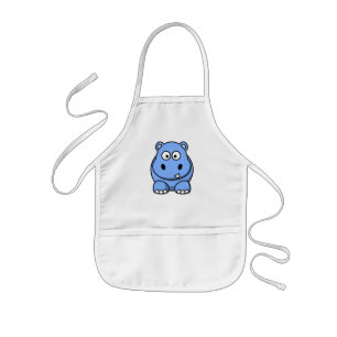 Cute Blue Hippo Kids Apron