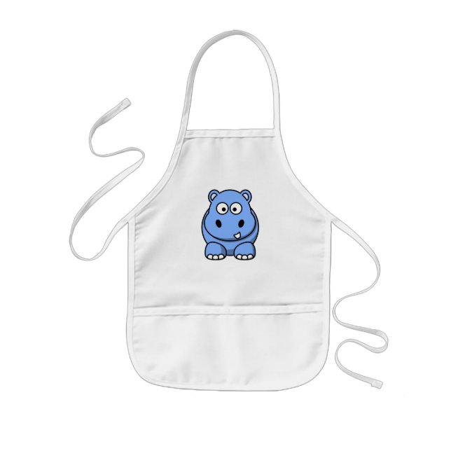 Cute Blue Hippo Kids Apron (Front)