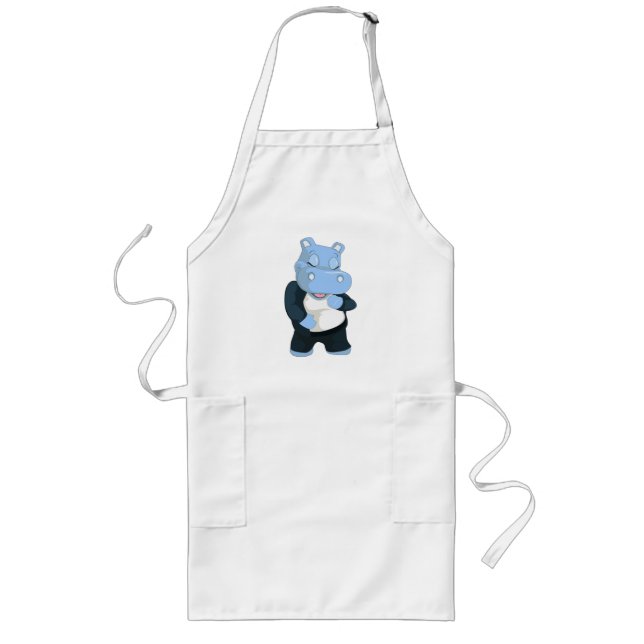 CUTE BLUE HIPPO LONG APRON (Front)