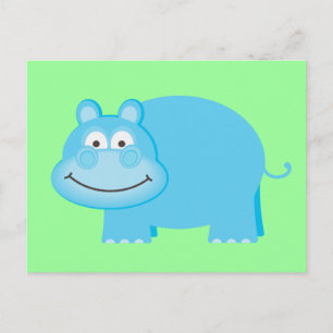 Cute Blue Hippo Postcard