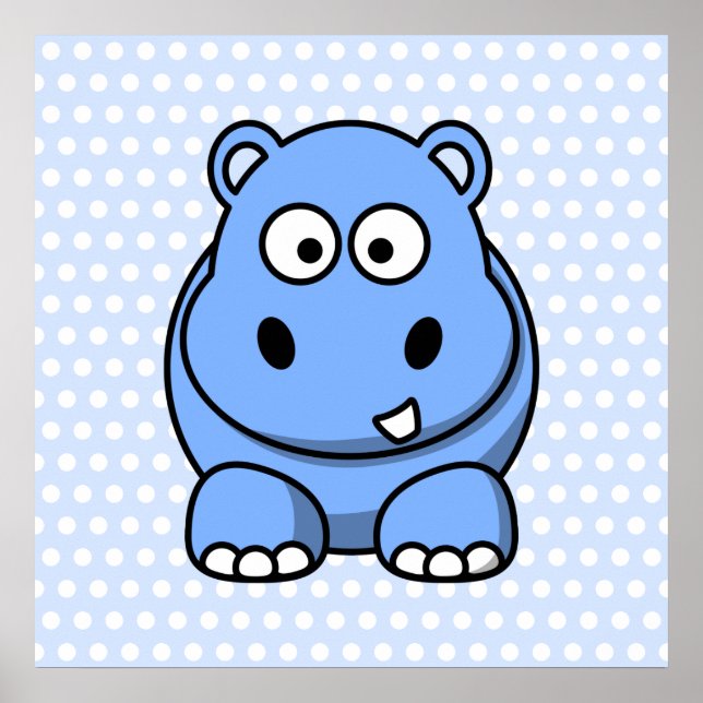 Cute Blue Hippo Poster (Front)
