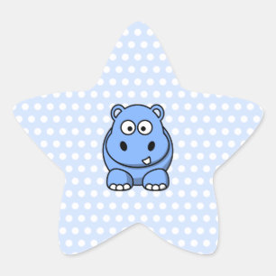 Cute Blue Hippo Star Sticker
