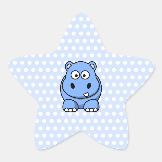 Cute Blue Hippo Star Sticker (Front)