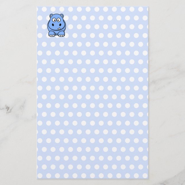 Cute Blue Hippo Stationery (Front)