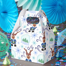 Cute Blue Holiday Christmas Reindeer