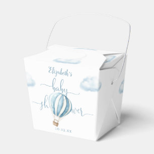 Cute Blue Hot Air Balloon Boy Baby Shower Favour Box