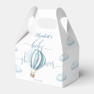 Cute Blue Hot Air Balloon Boy Baby Shower Favour Box
