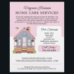 Cute Blue House Caregiver Caretaker Services Pink Flyer<br><div class="desc">This joyful Caregiver Flyer is perfect for senior caretakers, caregivers, or home nurses looking to make a positive impression. Featuring a cosy hand-drawn house and a cheerful bird flying overhead, this flyer radiates good vibes and warmth. With ample space to personalise your services, contact information, and other important details, it’s...</div>