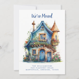 Cute Blue House Moving Announcement