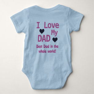 Cute Blue I Love My Dad Baby Boy  Baby Bodysuit
