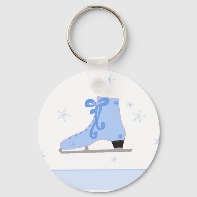 Cute Blue Ice Skate Key Ring (Front)