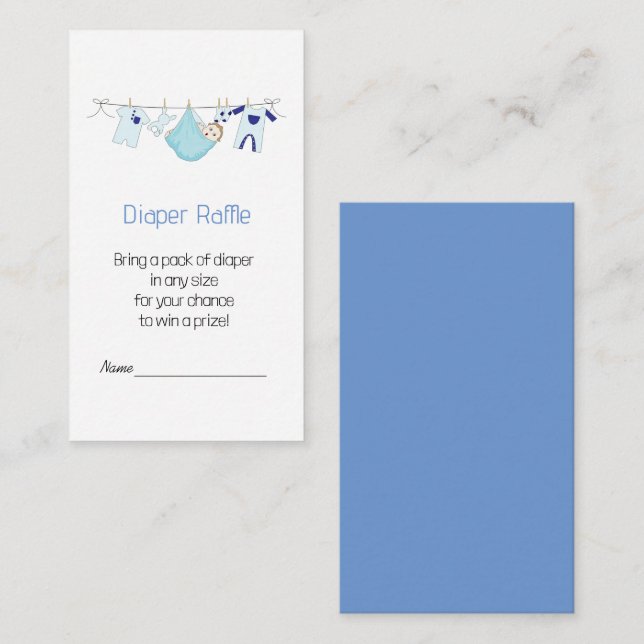Cute Blue illustration Diaper Raffle  Enclosure Card (Front/Back)