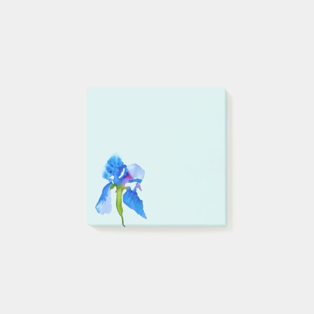 Cute blue Iris watercolor art stationery Post-it Notes (Front)